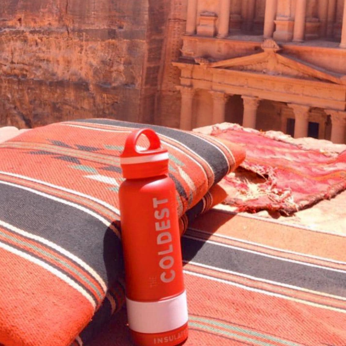 Coldest bottle on a traditional carpet in Petra