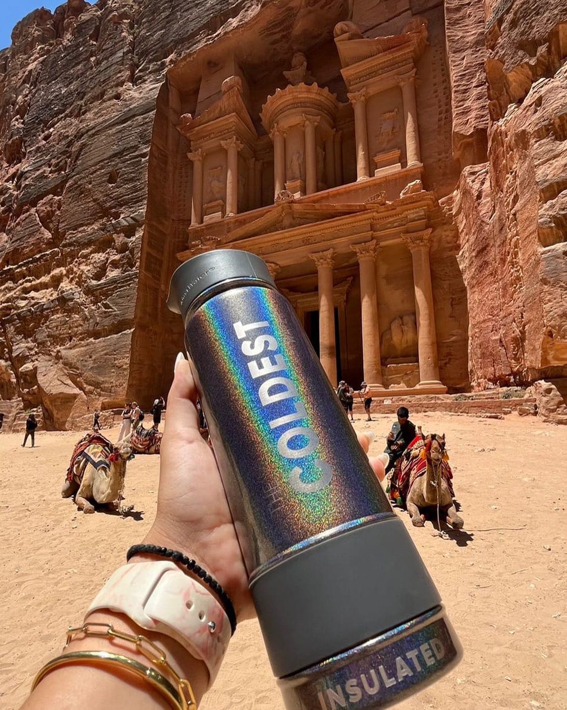 Holding a Coldest bottle in Petra